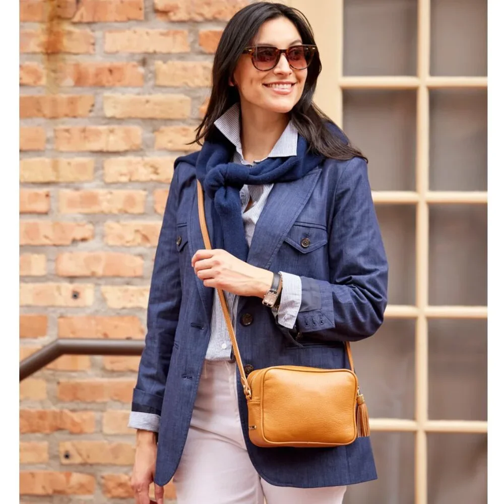 GiGi New York Madison Pebbled Leather Crossbody in Tan, NEW - Picture 1 of 15